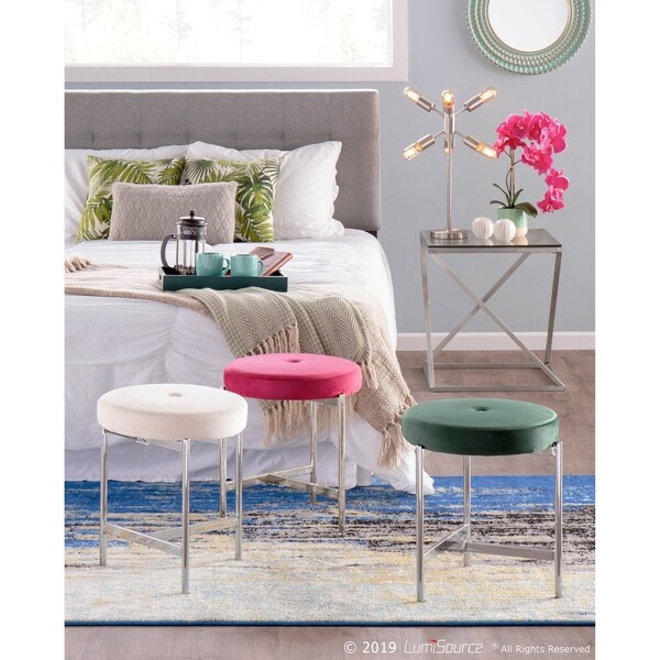 Silver Orchid Bellamy Vanity Stool with velvet seat