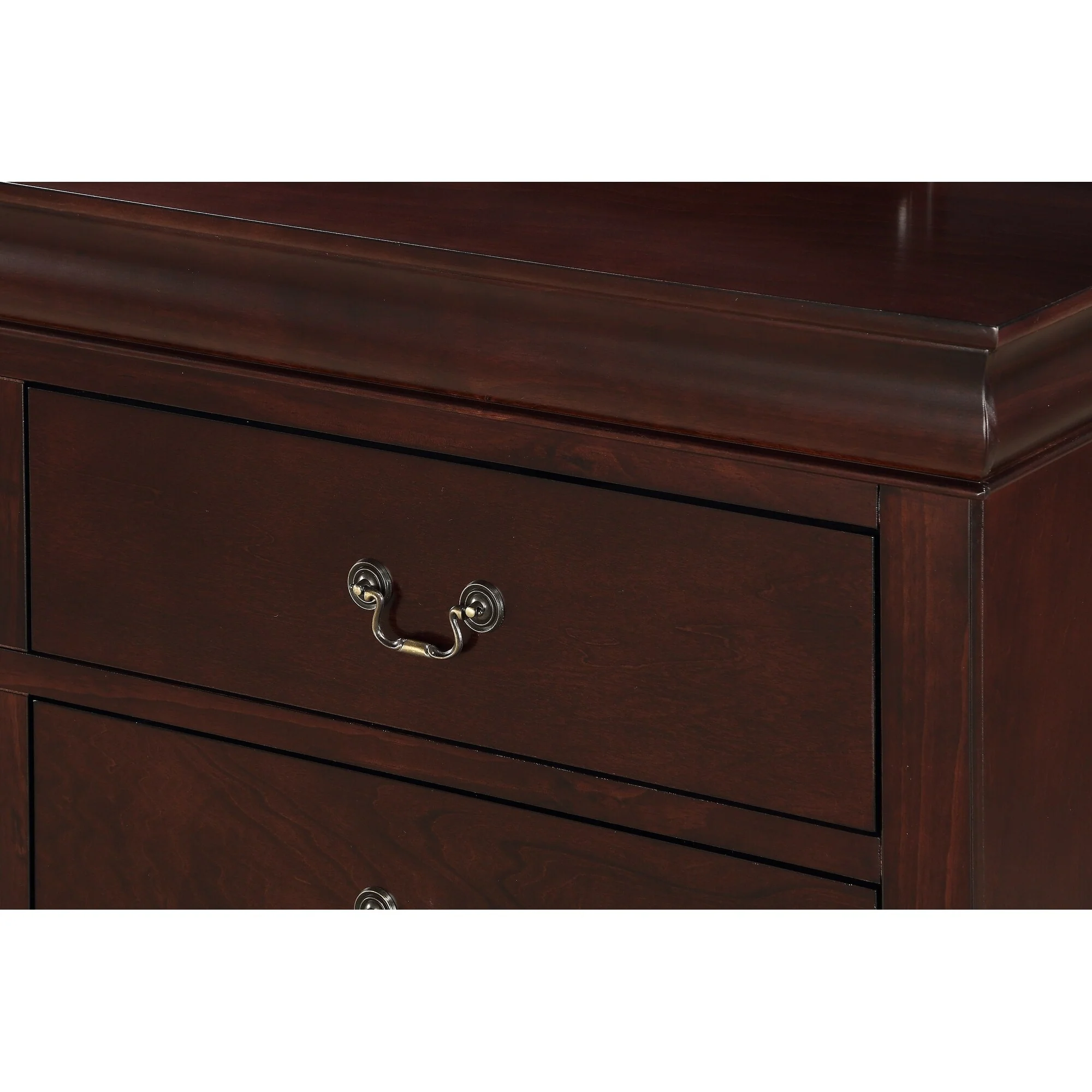 1pc Two Drawers Louis Philip Nightstand Solid Wood Contemporary & Simple Style