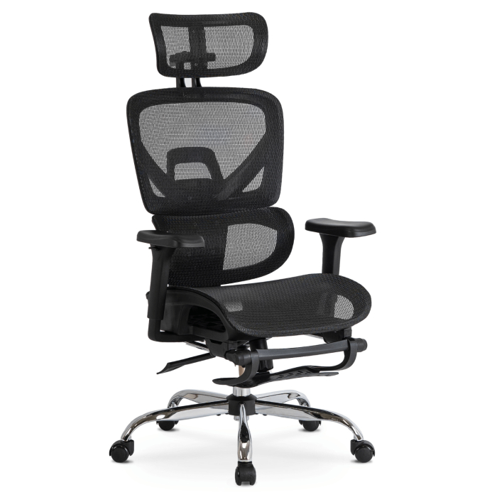 Fotel Biurowy Obrotowy Ergonomiczny Krzesło Do Biurka Czarny KAIR