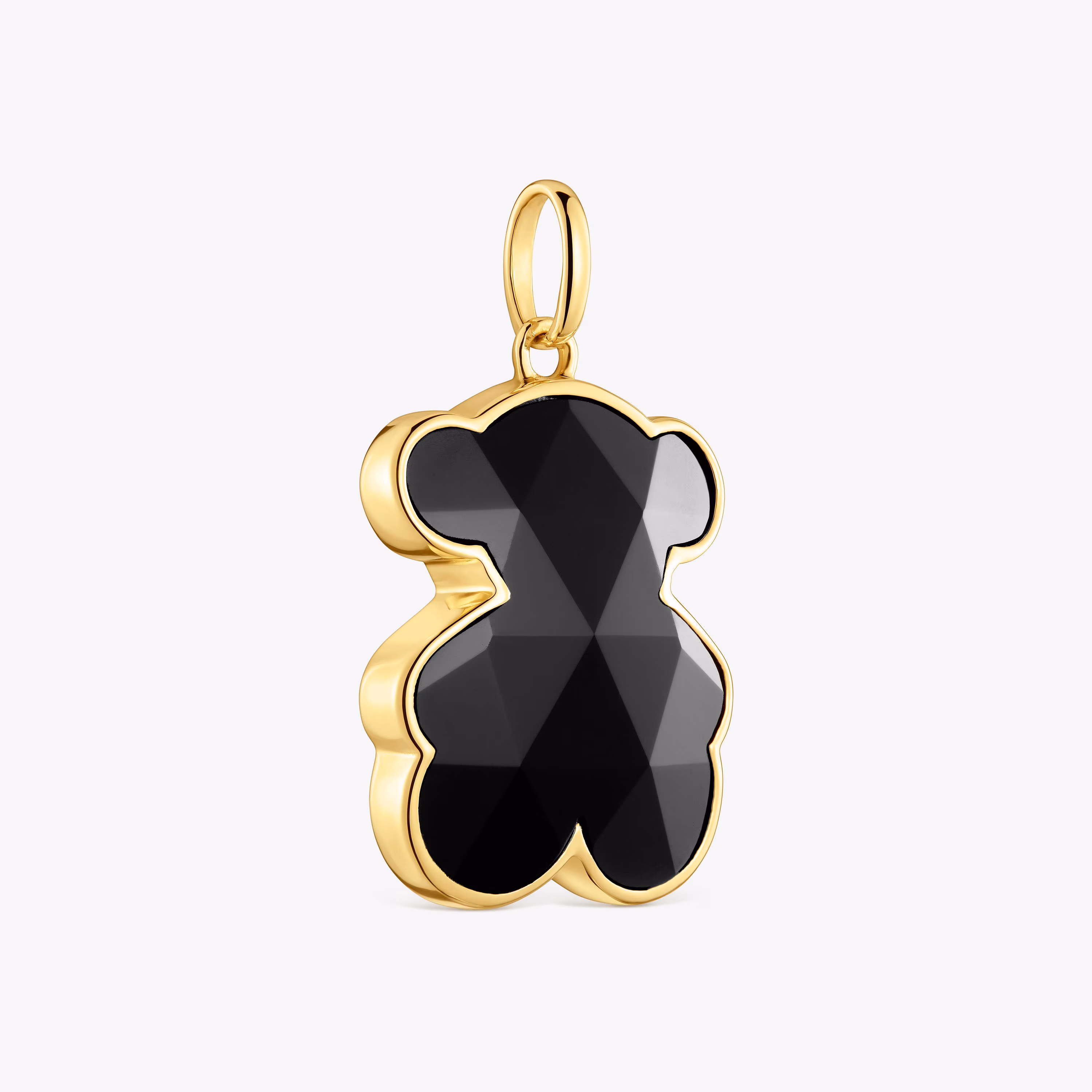 Colgante mediano con baño de oro 18 kt sobre plata y motivo oso en ónix Icon Color