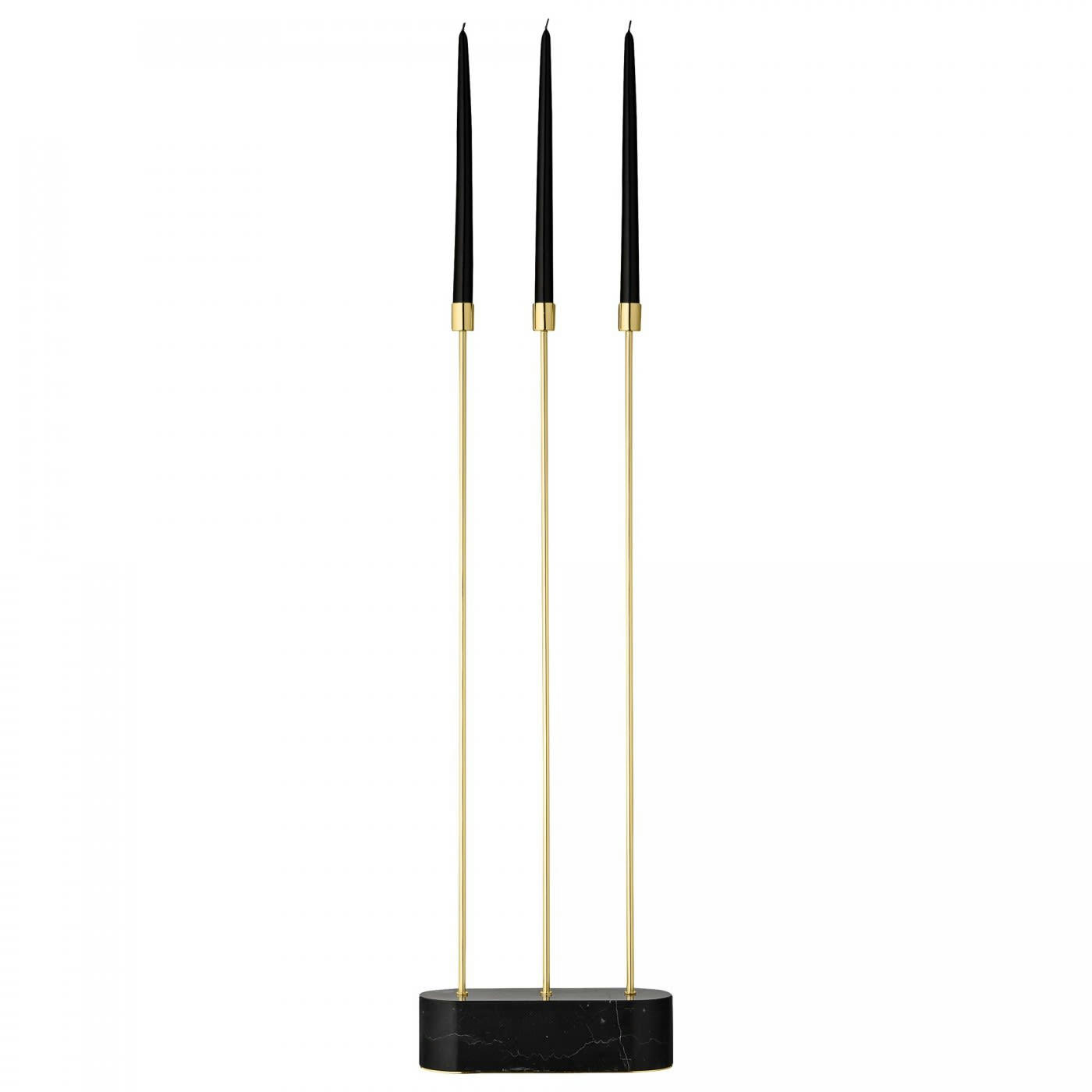 GRASIL - Chandelier de sol marbre noir et laiton doré