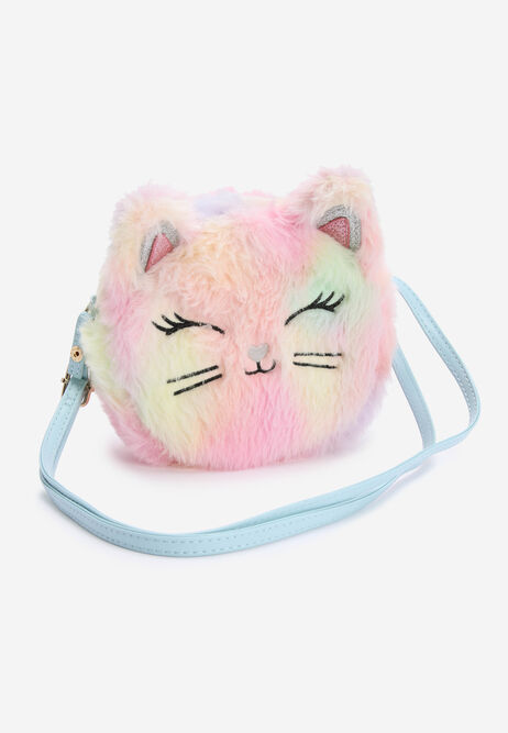 Girls Rainbow Faux Fur Kitten Bag