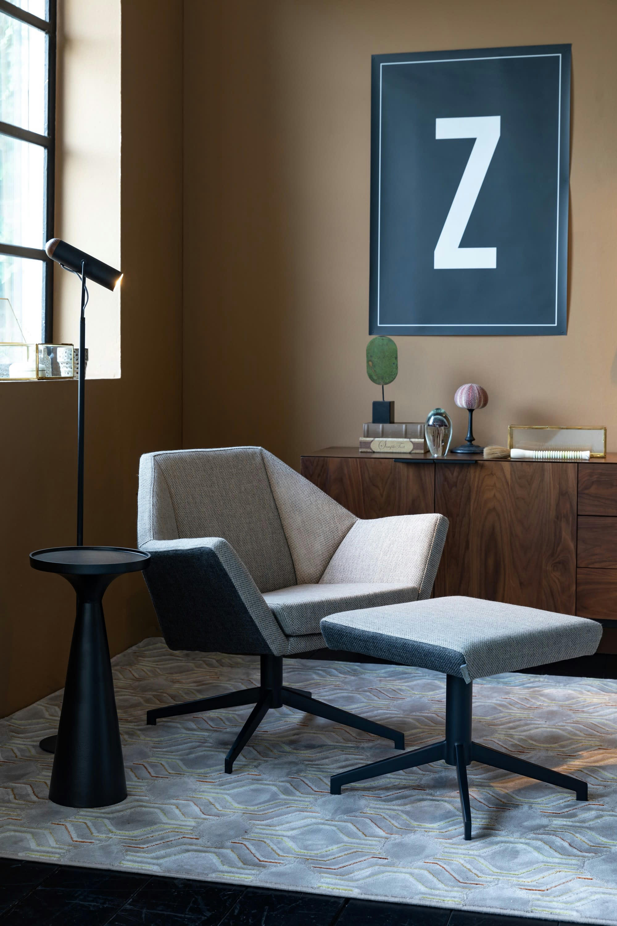 ONCLE JESSE - Tabouret en tissu gris