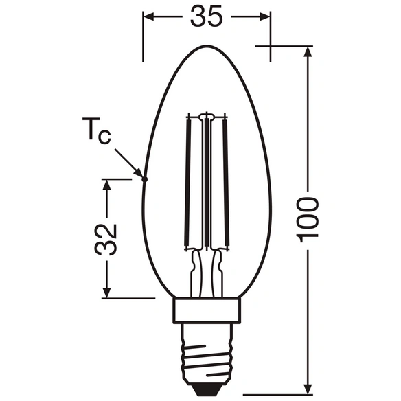 LED-Leuchtmittel, E14, LxBxH: 101x35x35 mm, klar, warmweiß