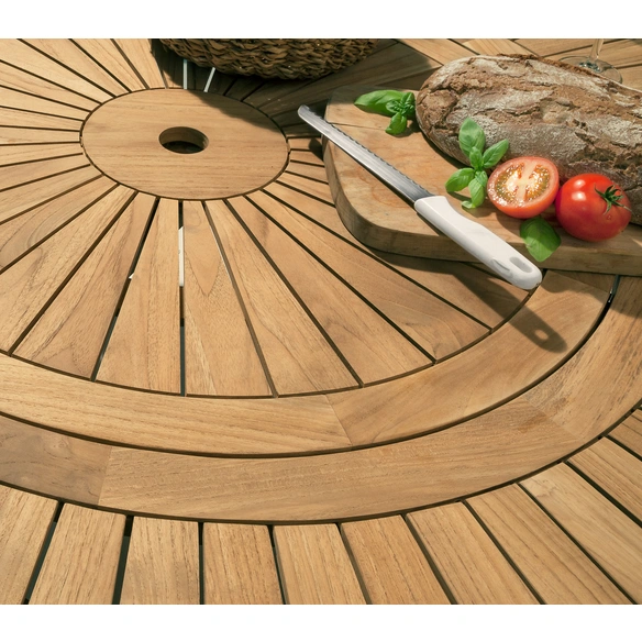 Tisch, BxHxT: 180 x 74,5 x 180 cm, Tischplatte: Teakholz