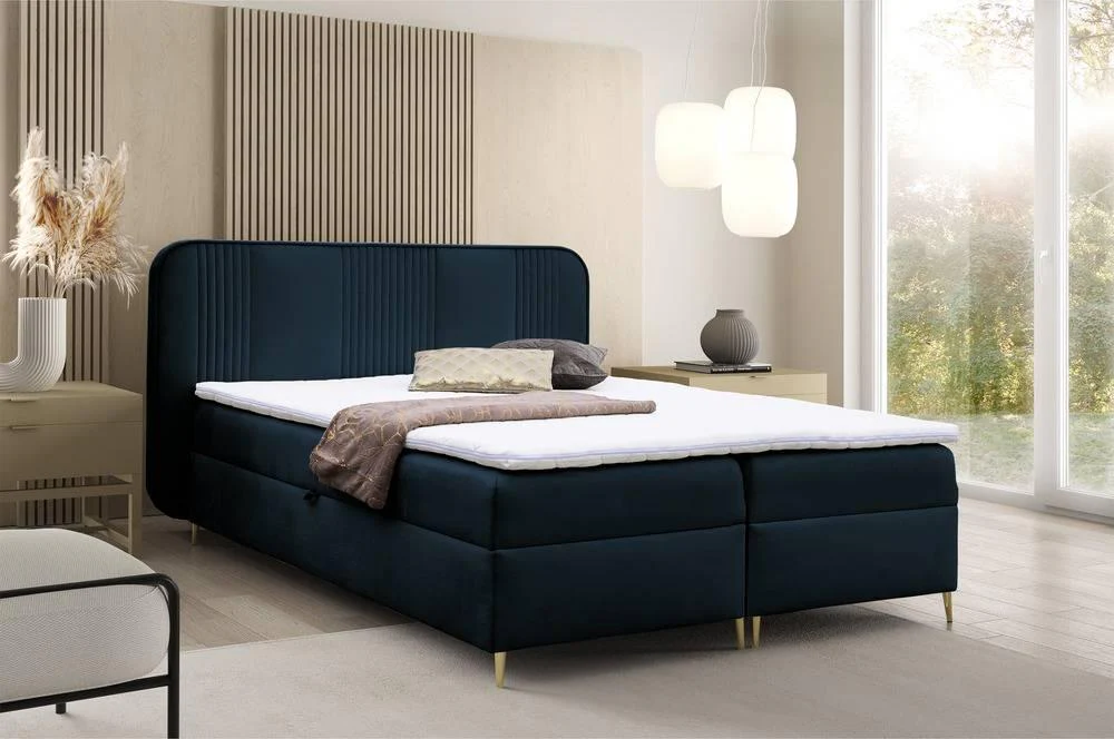 Boxspring Rena velvet 180 x 200 met opbergruimte en topper