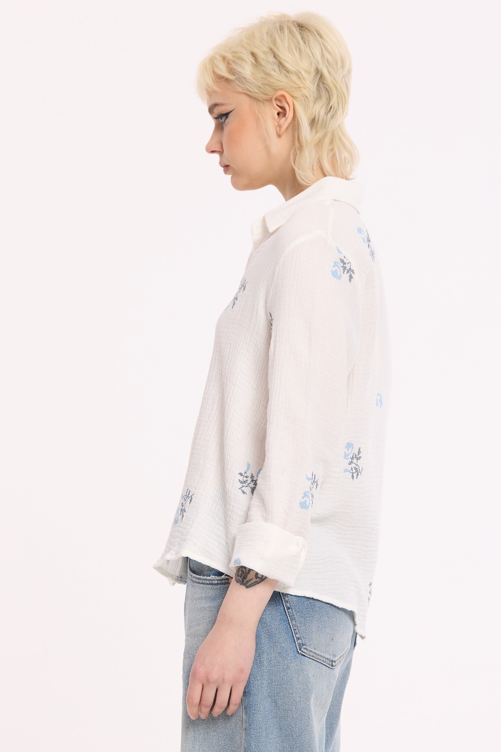 House of Holland Embroidered Cotton Button-Up Shirt