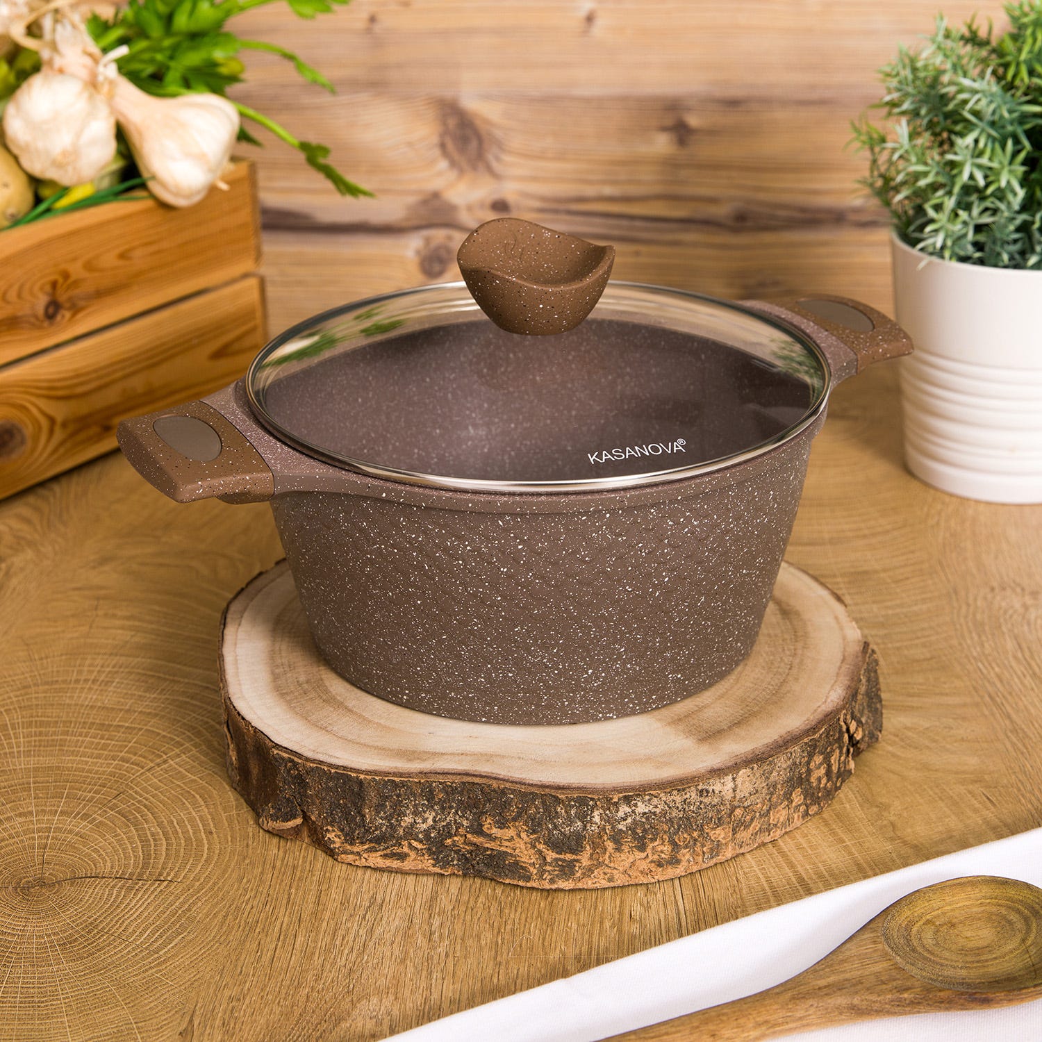 Casseruola 24 cm antiaderente 0 grassi con coperchio