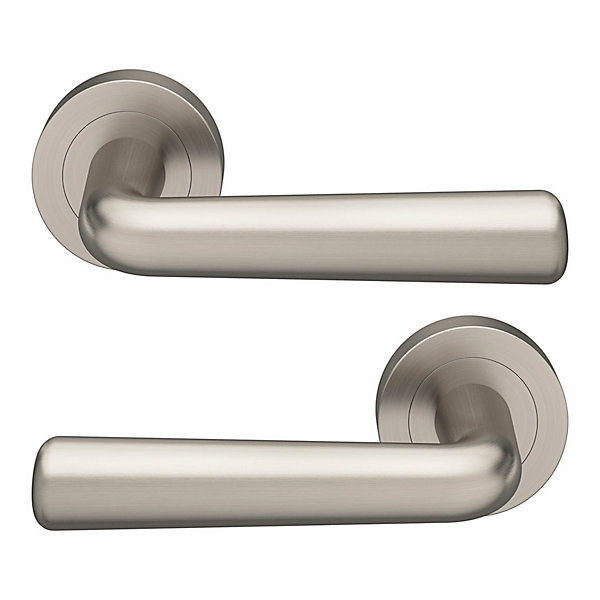 Ensemble poignée sur rosace rond à visser GoodHome Dizel effet nickel satin gris Ø50mm
