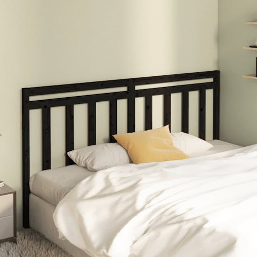 NNEVL Bed Headboard Black 186x4x100 cm Solid Wood Pine
