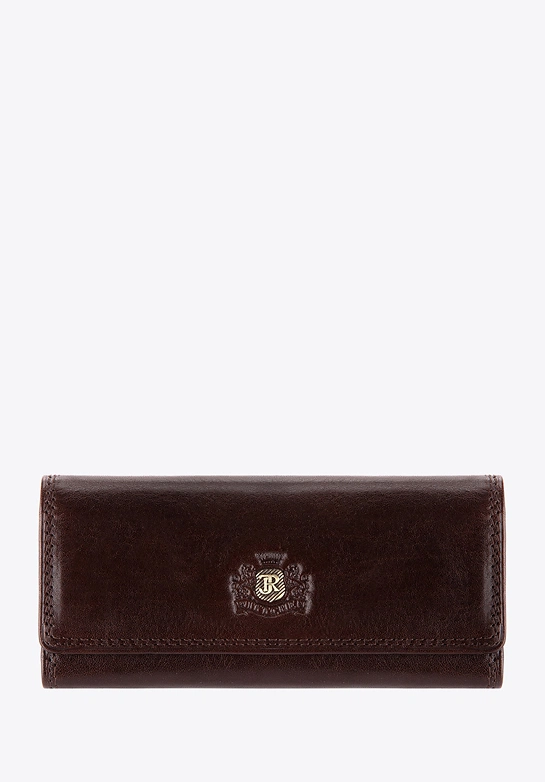 Etui na klucze skórzane z monogramem brązowe