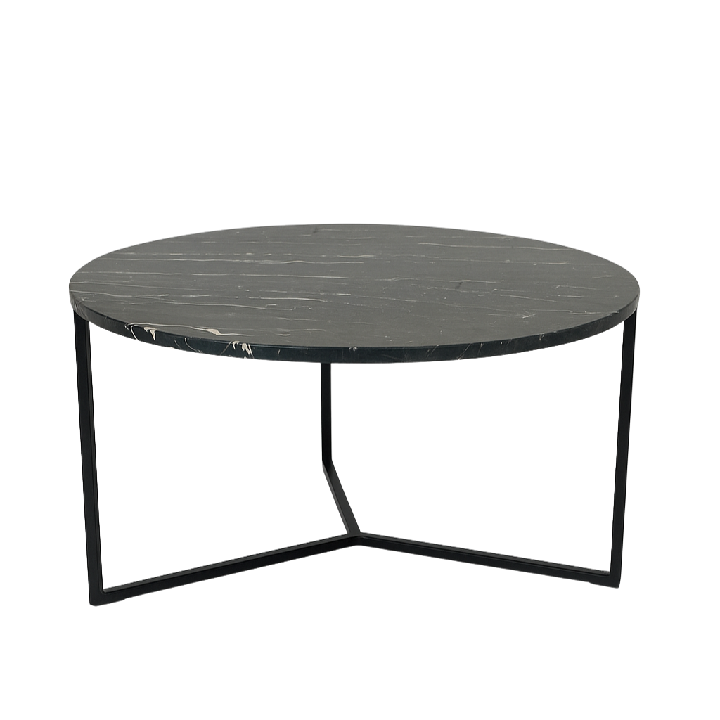 Stolik Kawowy Okrągły z Marmurem Nero Marquina PPIEDI - 11