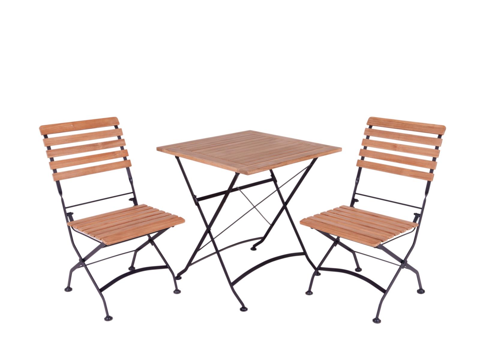 MaximaVida inklapbare vierkante acacia bistroset Toscana 70 cm zwart - stoelen zonder armleuning