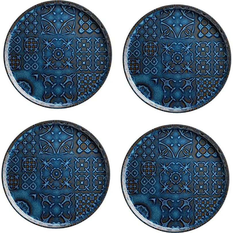 Flacher Teller 4er-Set Tiles UNO