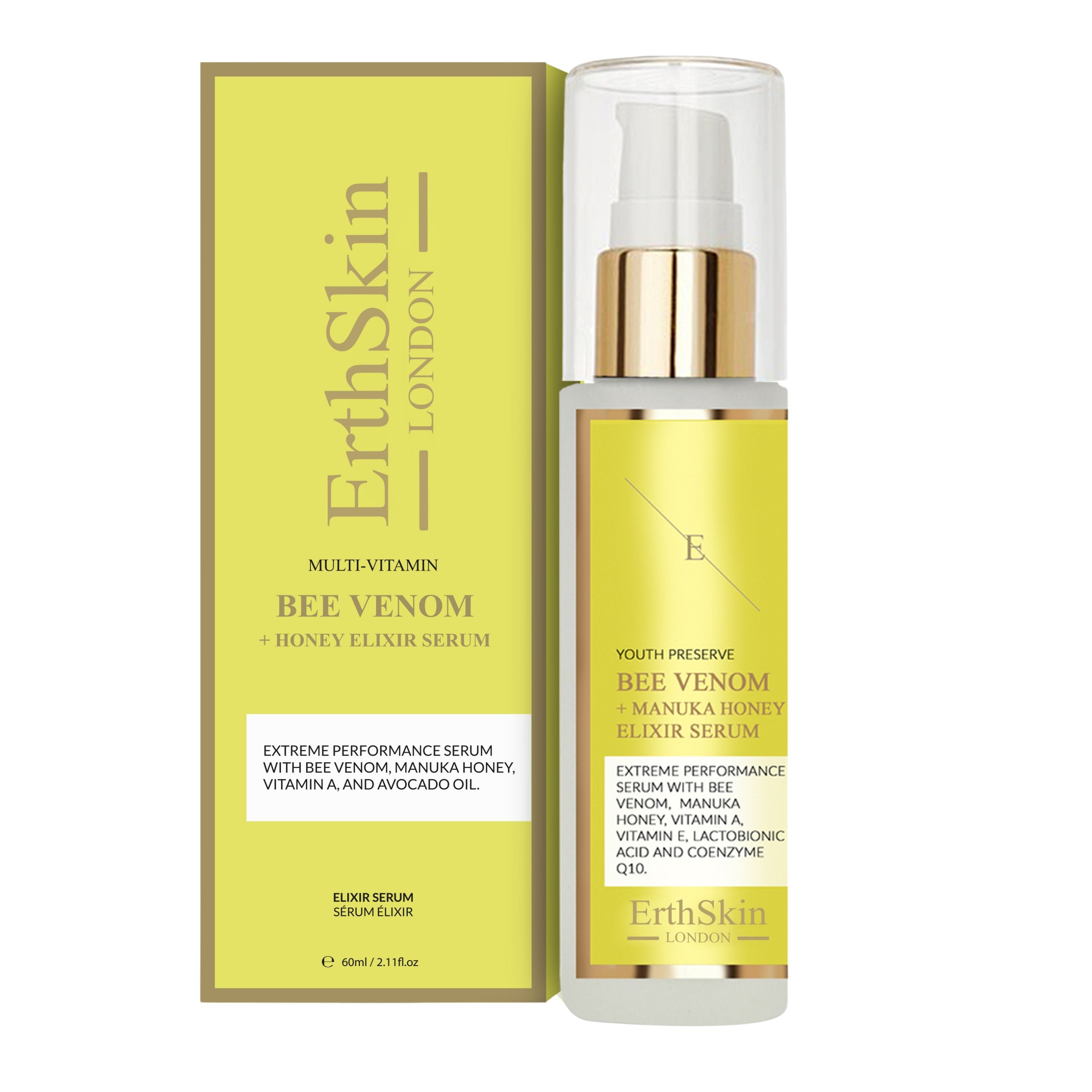 Erth Skin London 2x Bee Venom   Manuka Honey Elixir Serum 60ml