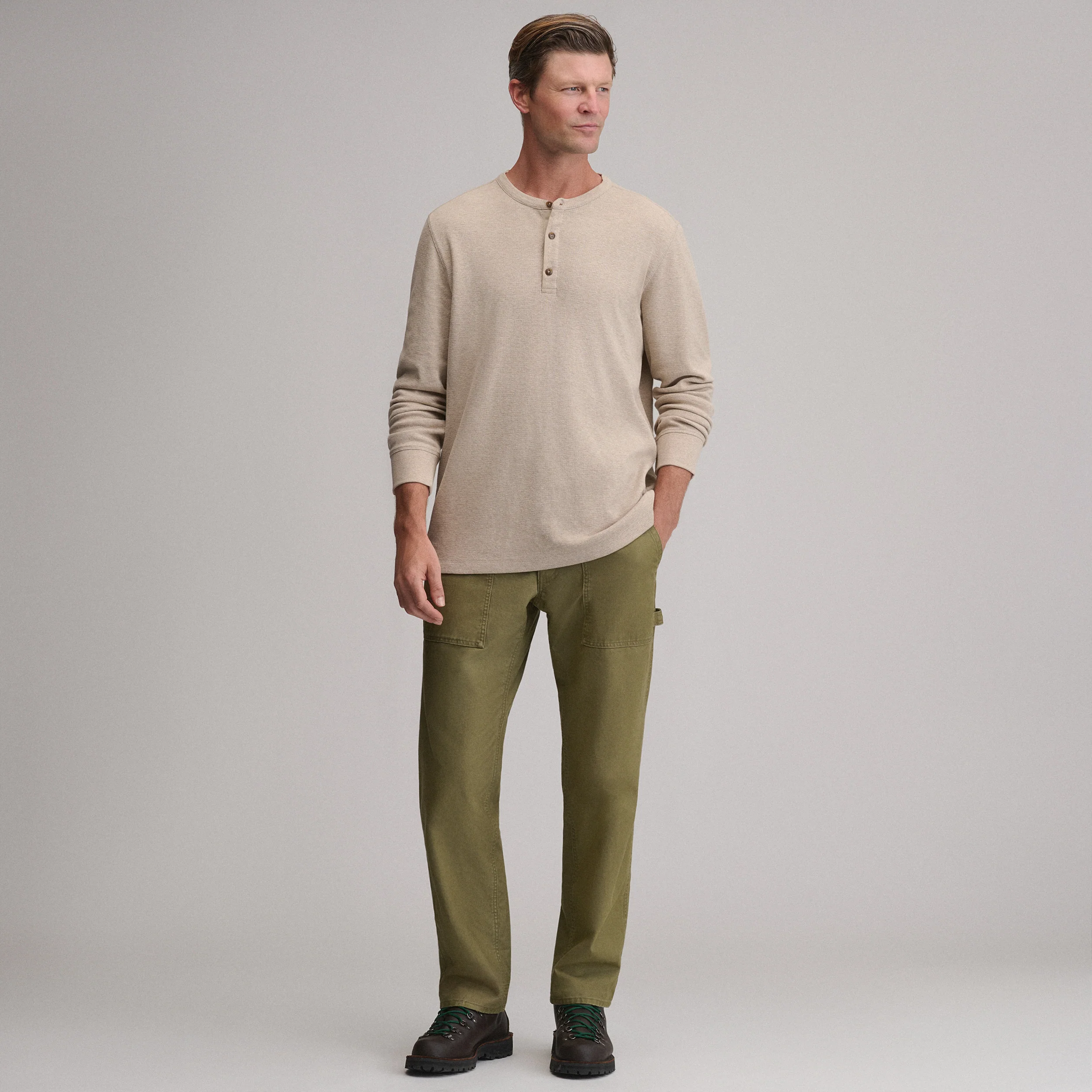 Men's Birds Eye Long-Sleeve Thermal Henley