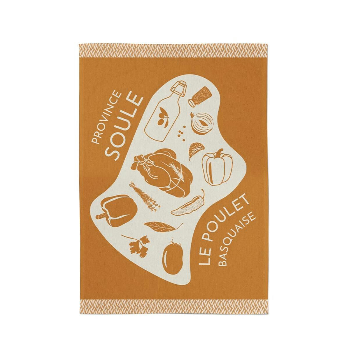 KONTATU 7 PROVINCES - Torchon coton Orange 50x70 cm