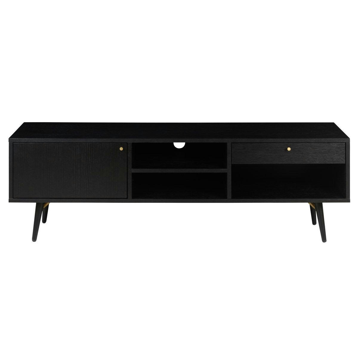 VERONA - Meuble TV 160 cm plaqué chêne noir
