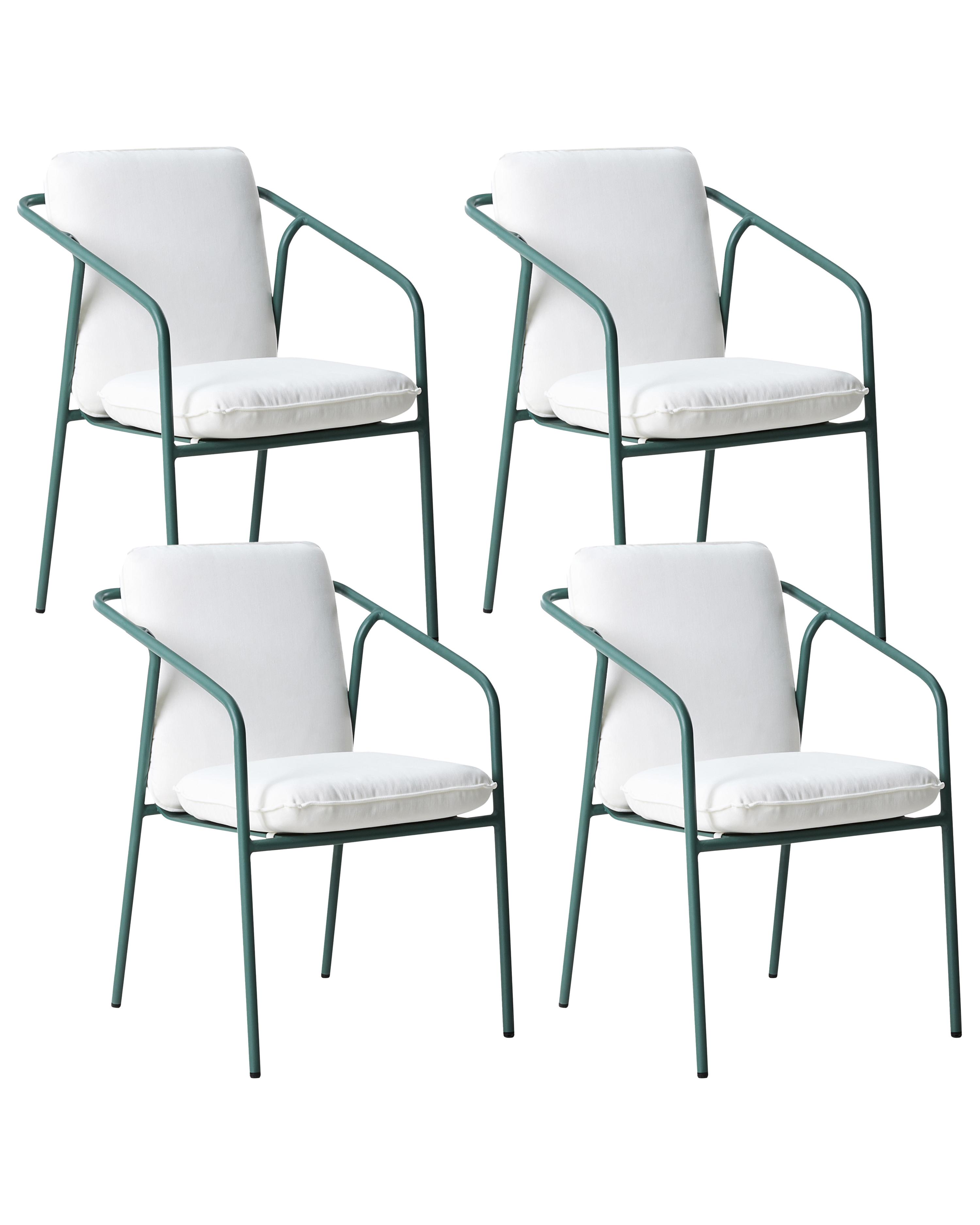 Set of 4 Garden Chairs with Cushions ASCIANO Metal Green