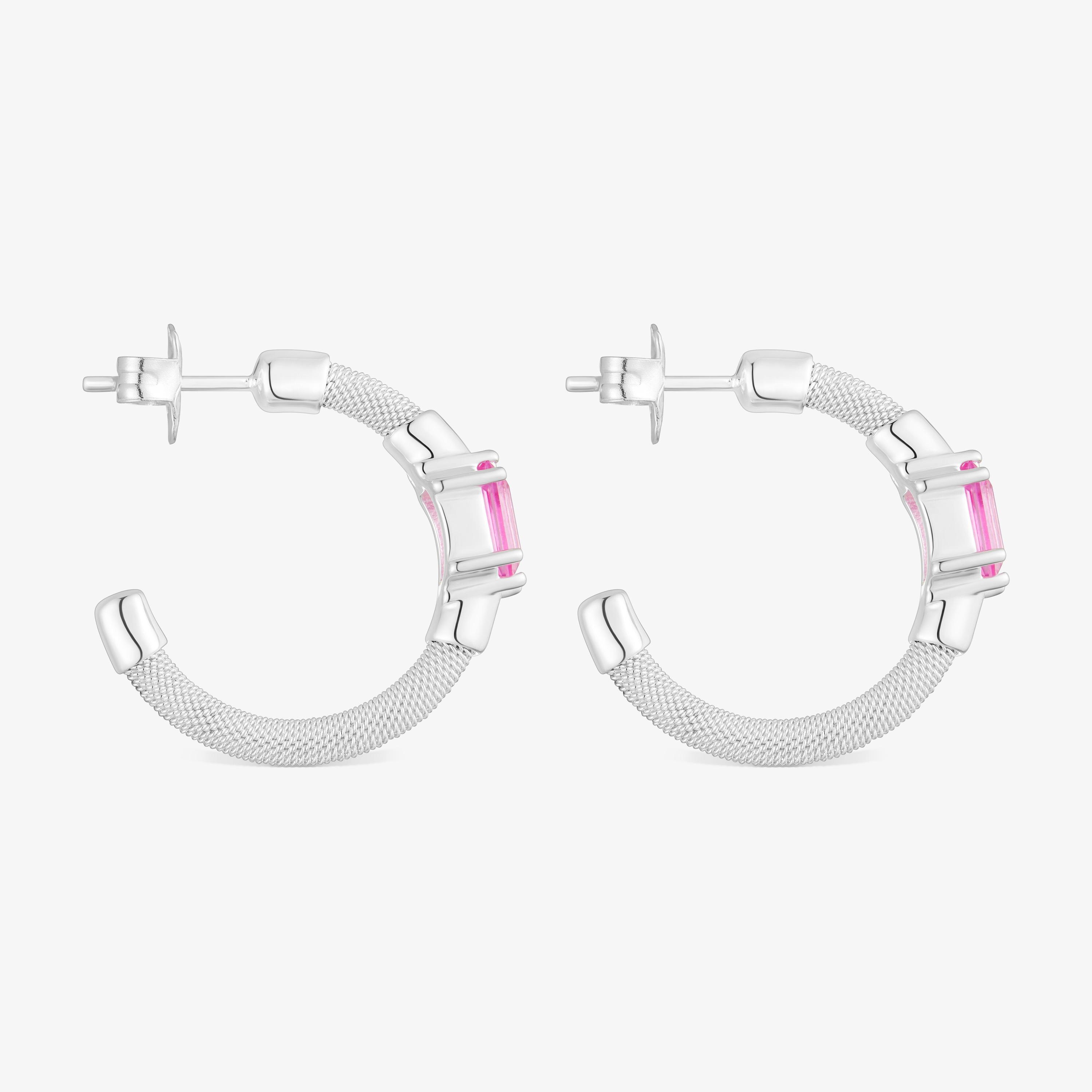 Pendientes aro de plata y zafiro creado en laboratorio TOUS Mesh LGG