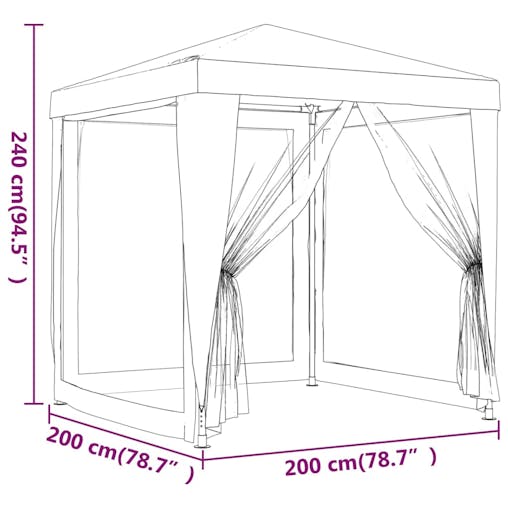 NNEVL Party Tent with 4 Mesh Sidewalls Blue 2x2 m HDPE