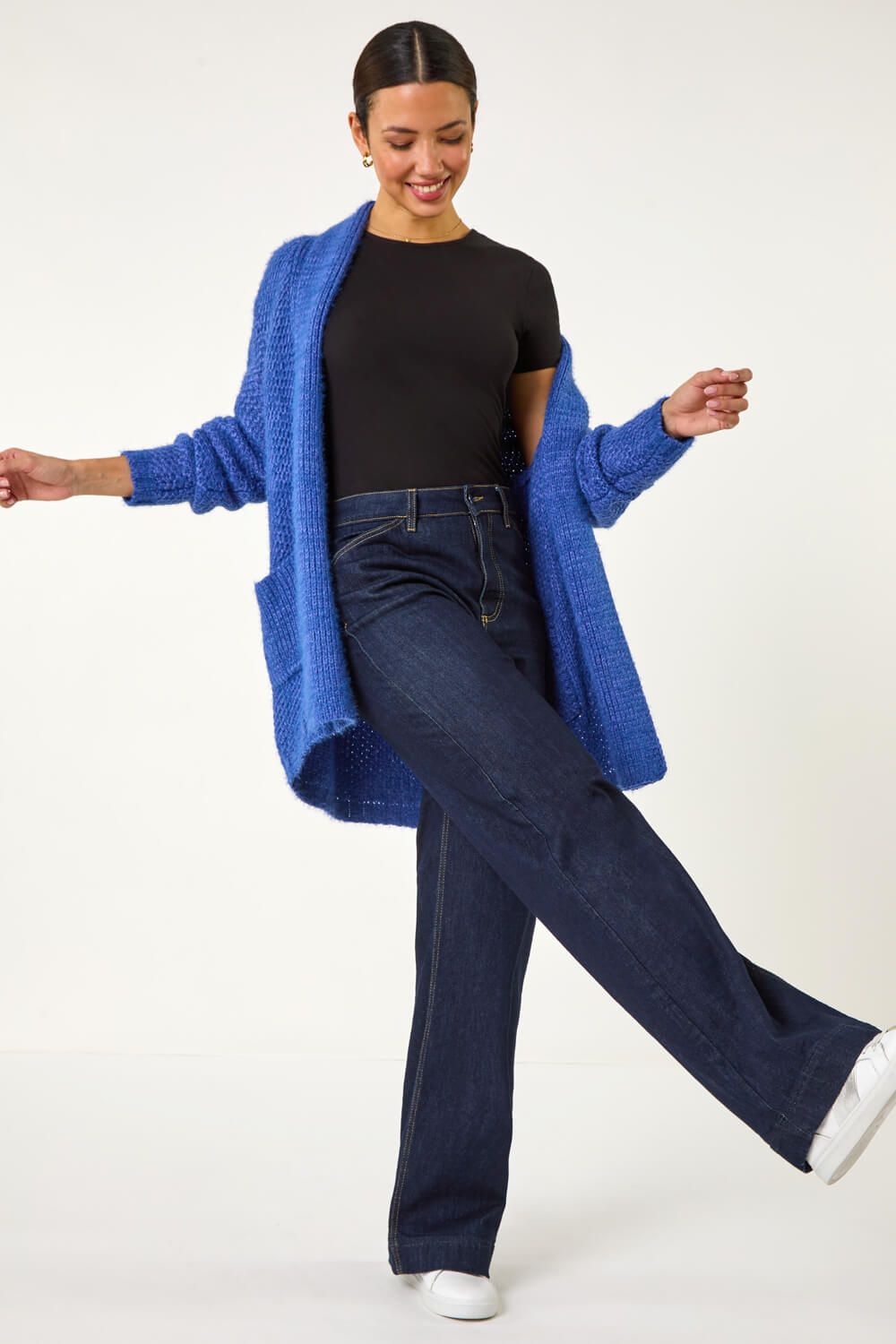 Roman Fluffy Textured Knit Cardigan
