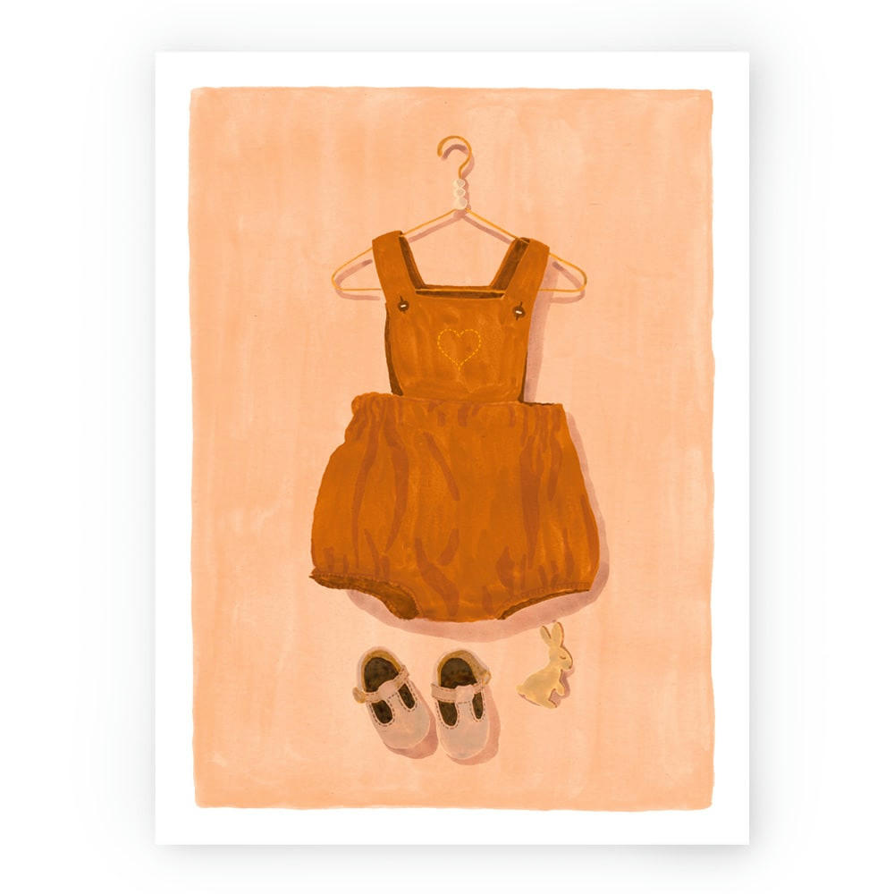 - Affiche illustrée motif Salopette cognac 30x40 cm