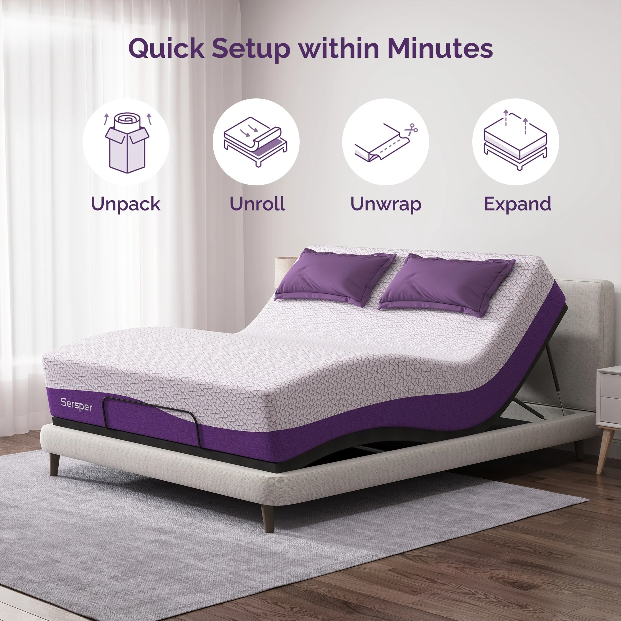 Sersper 14 Inch Memory Foam Mattress,Medium Firm,Adjustable Bed Compatible,CetriPUR-US - N/A