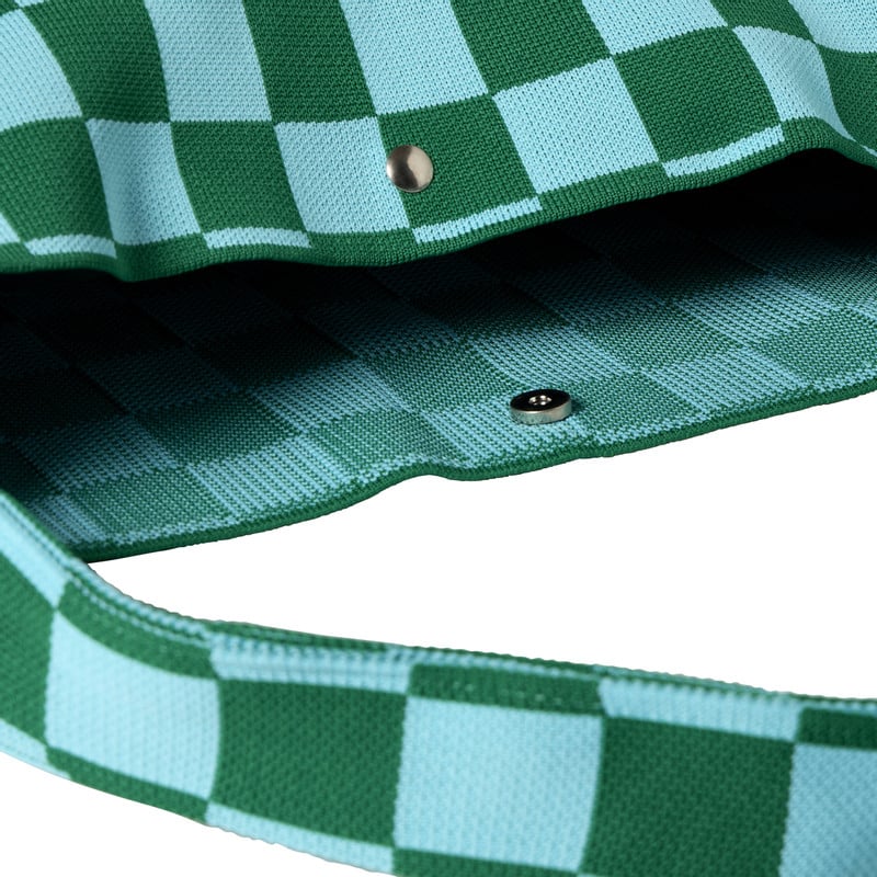 Shopper geblokt - groen/blauw - 45x35 cm