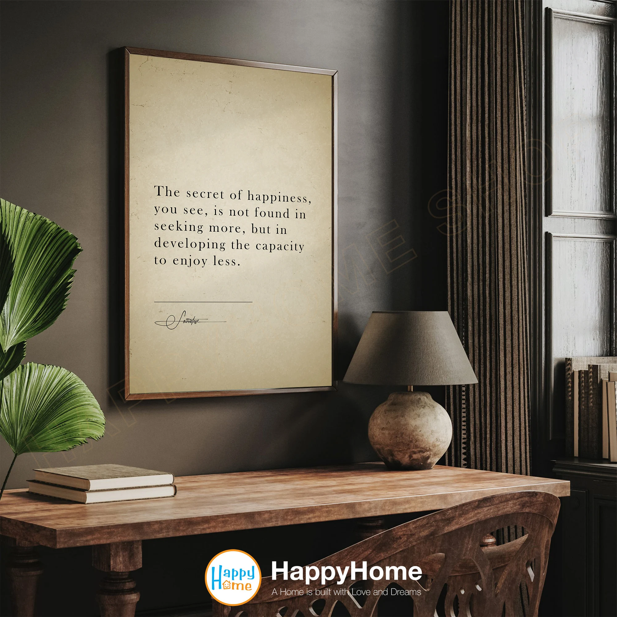 Socrates Quote Wall Art The Secret of Happiness Motivational Poster Inspirational Philosophical Quote Home Art Office Decor -P553