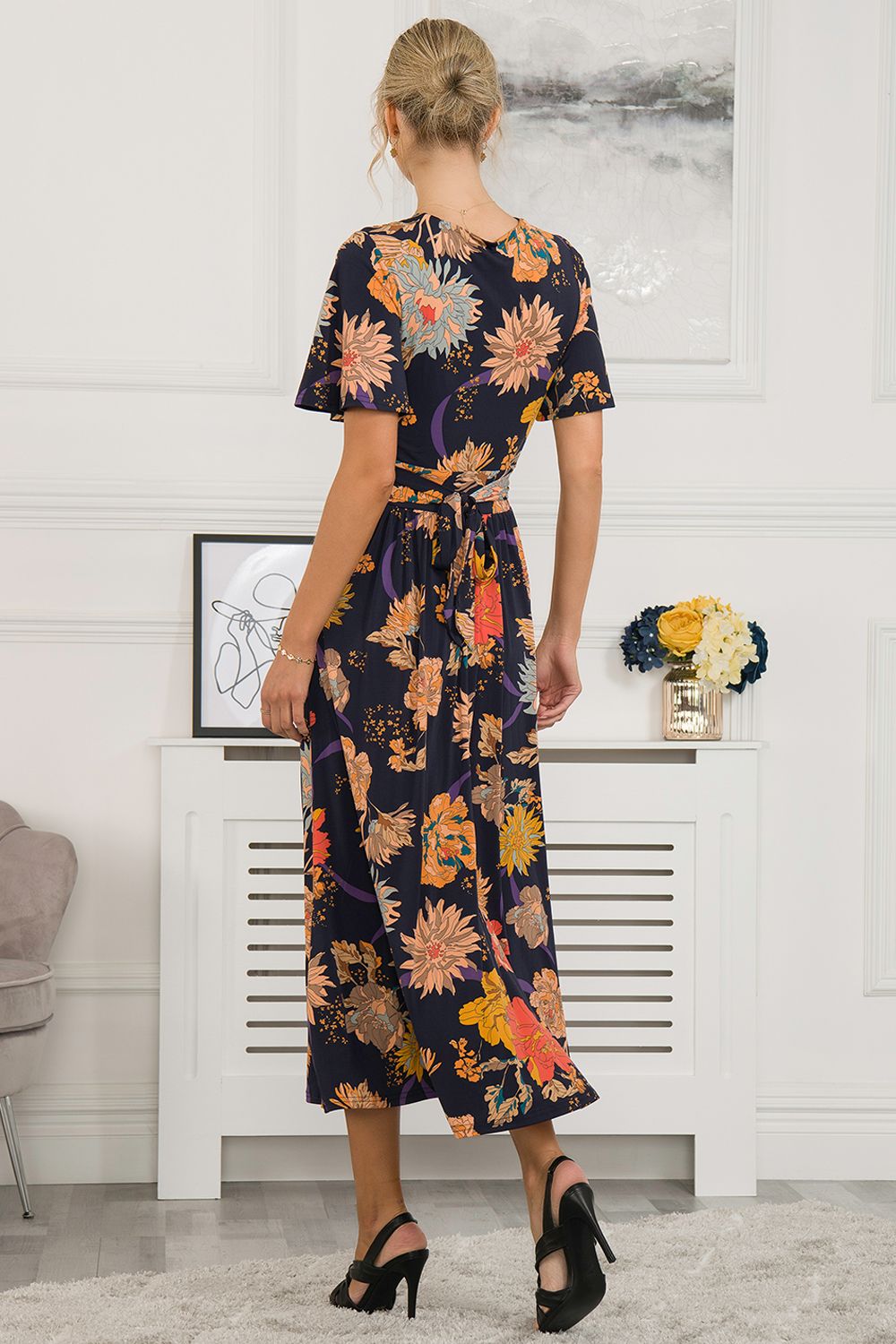 Jolie Moi Shreya Jersey Angel Sleeve Maxi Dress