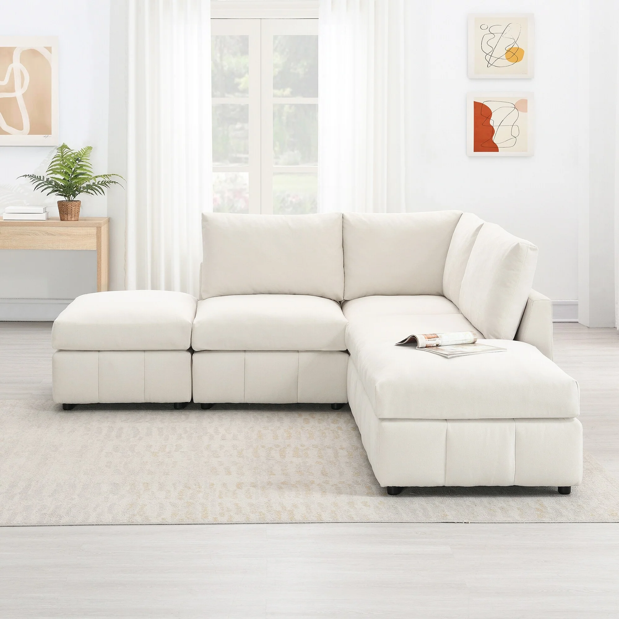 93 Modern L-Shaped 5-Seater Sofa