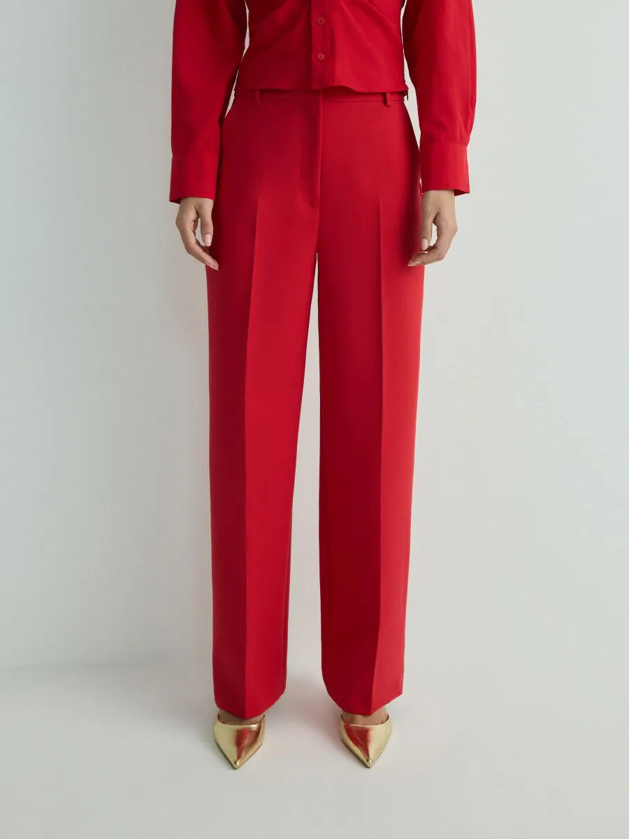 Pressed Crease Viscose Blend Trousers