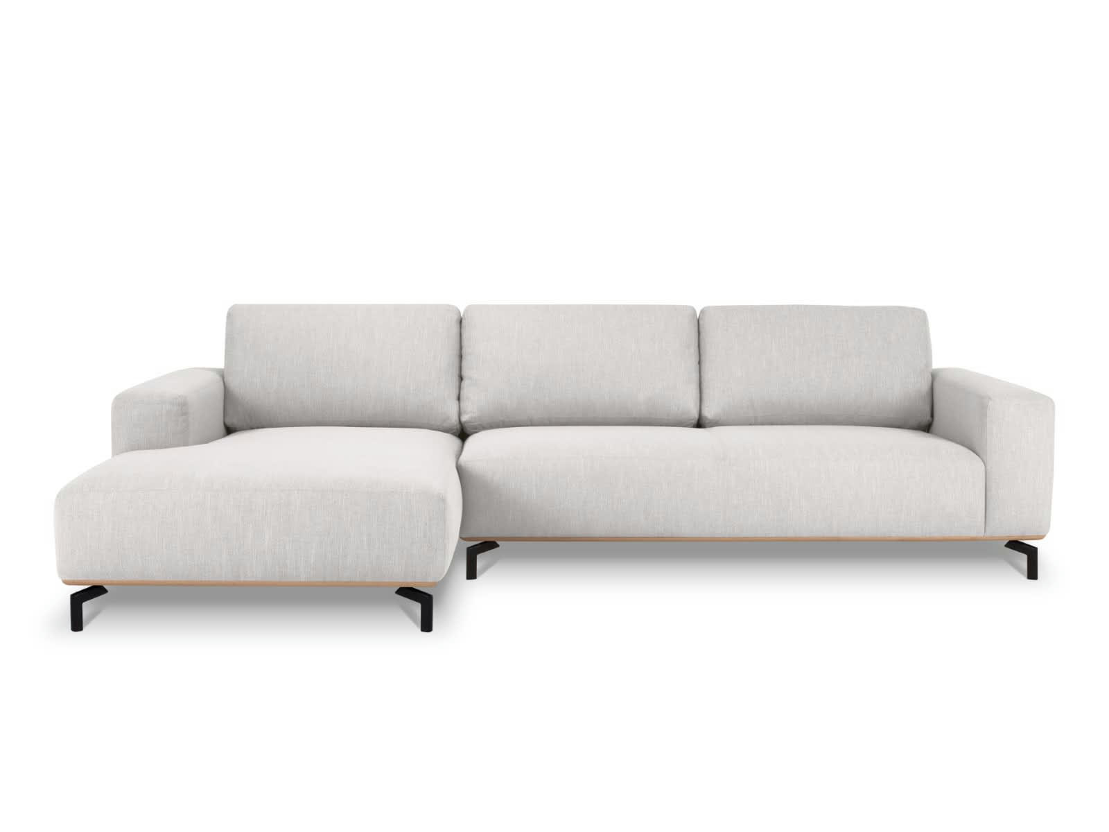 MARC - Canapé D'Angle Gauche 5 places en Tissu Structurel Gris Clair