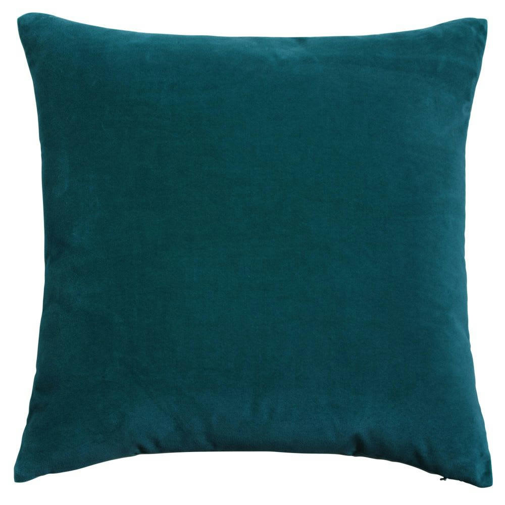 - Coussin en velours bleu canard 45x45