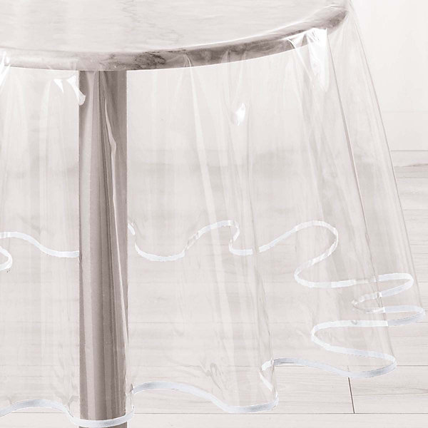 Nappe rondetransparente ourlet coloré (180x180 cm - Blanc)