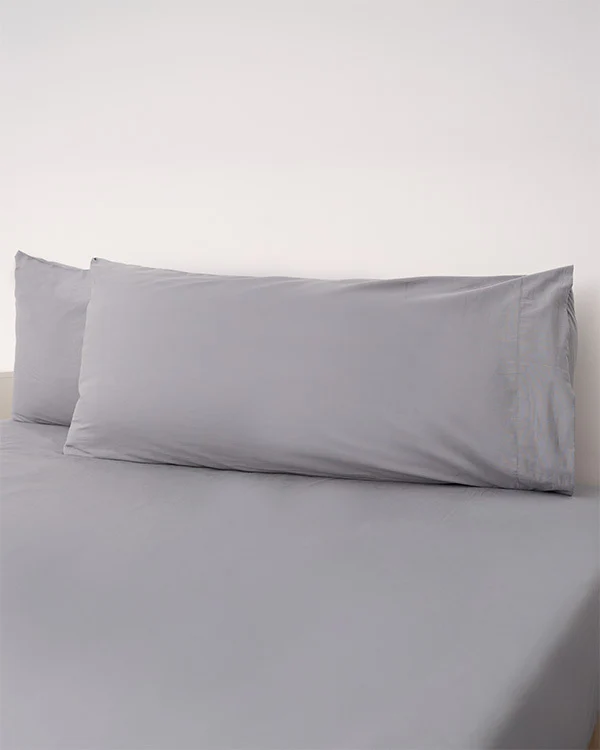 Signature Percale Solid Pillowcase Set Grey