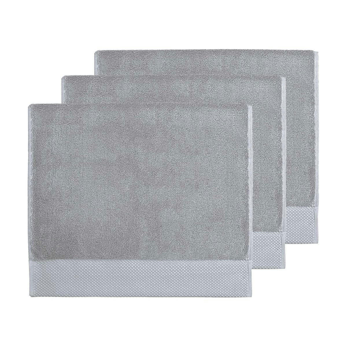 SENSOFT - 3 grandes serviettes d'invité zéro twist 560g gris perle 40x60 cm