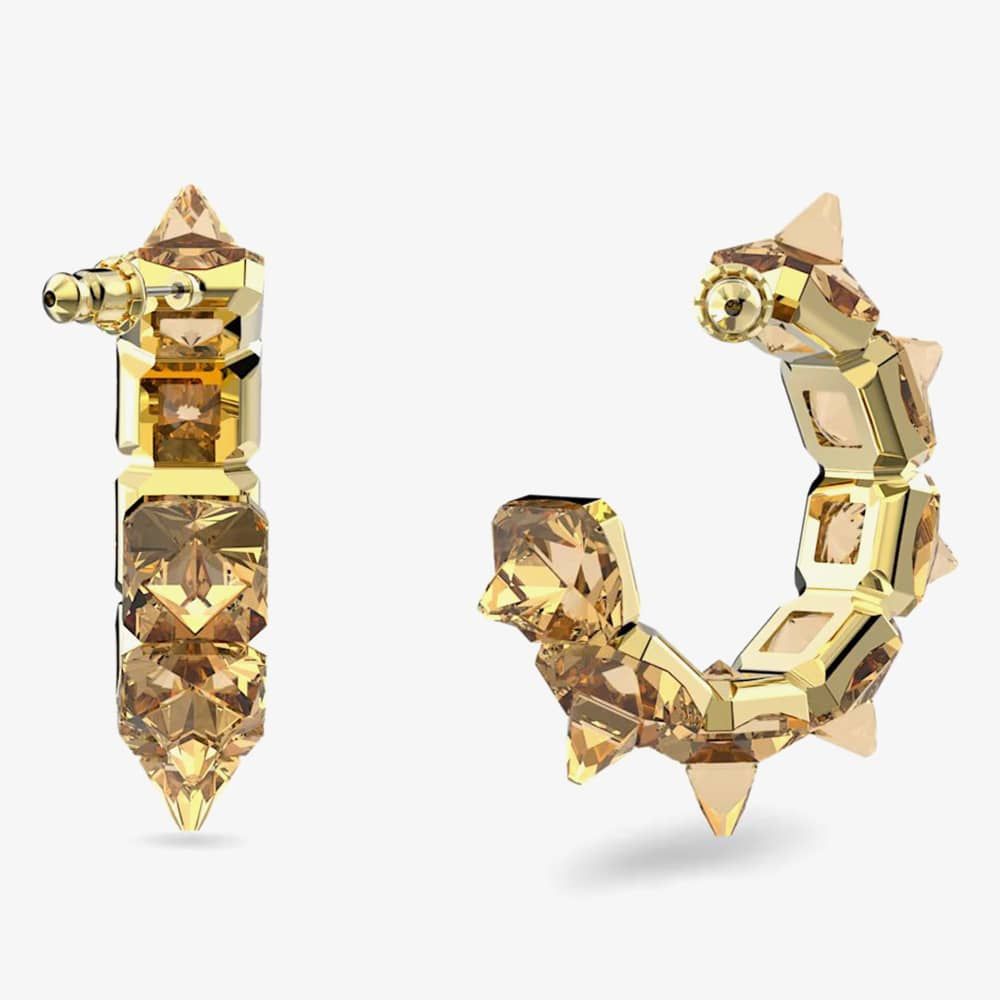 Swarovski Swarovski Chroma Gold Tone Plated Yellow Crystal Half Hoop Earrings 5613722