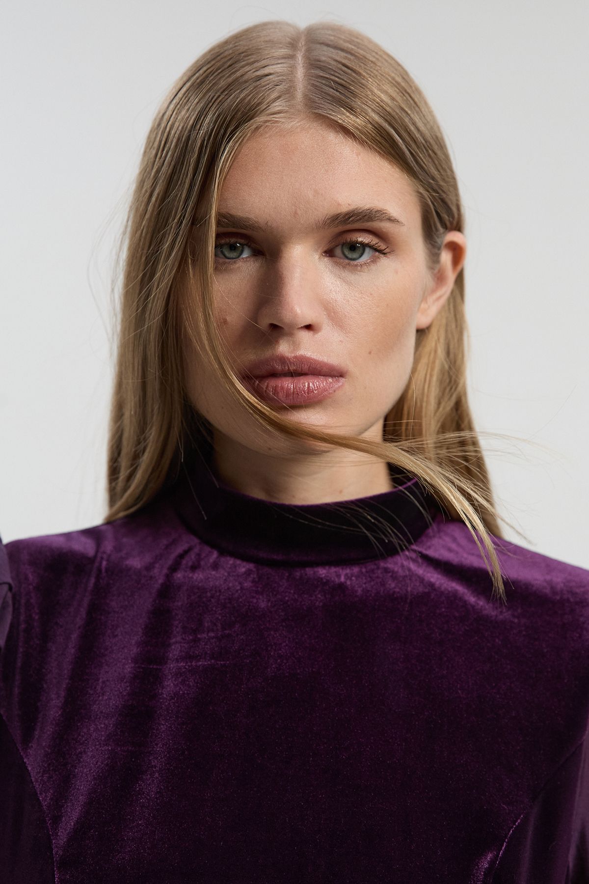 KarenMillen Velvet Mesh Sleeve Belt Detail Woven Mini Dress