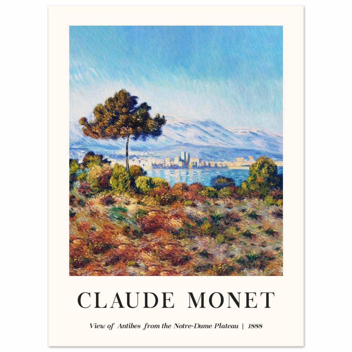 Artfulprints Poster Claude Monet - View of Antibes, from the Notre-Dame Plateau  - 30x40 cm - Blauw