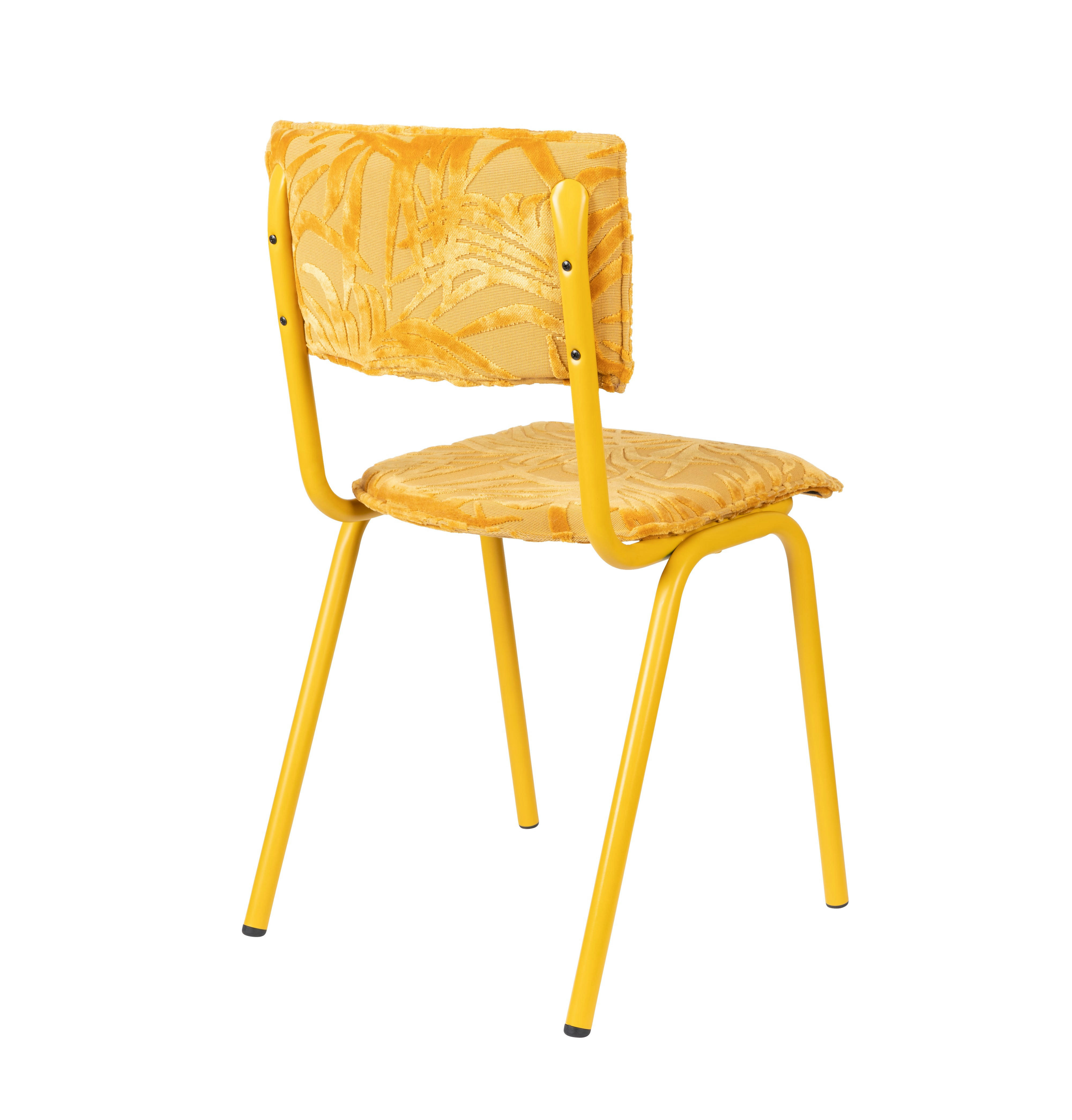 BACK TO MIAMI - Chaise de repas en velours brodé jaune