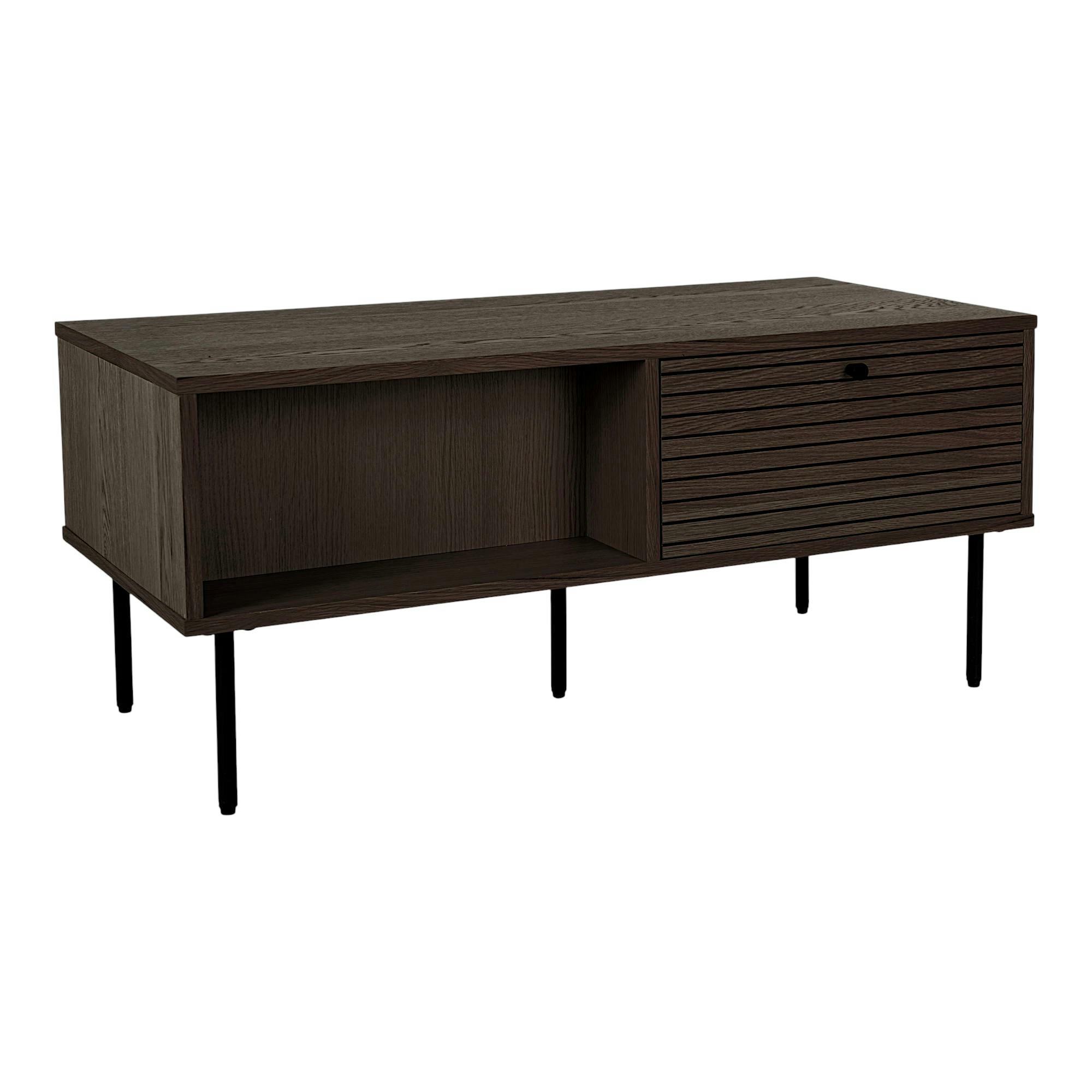 Table basse avec rangement 2 tiroirs décor foncé ASSENS