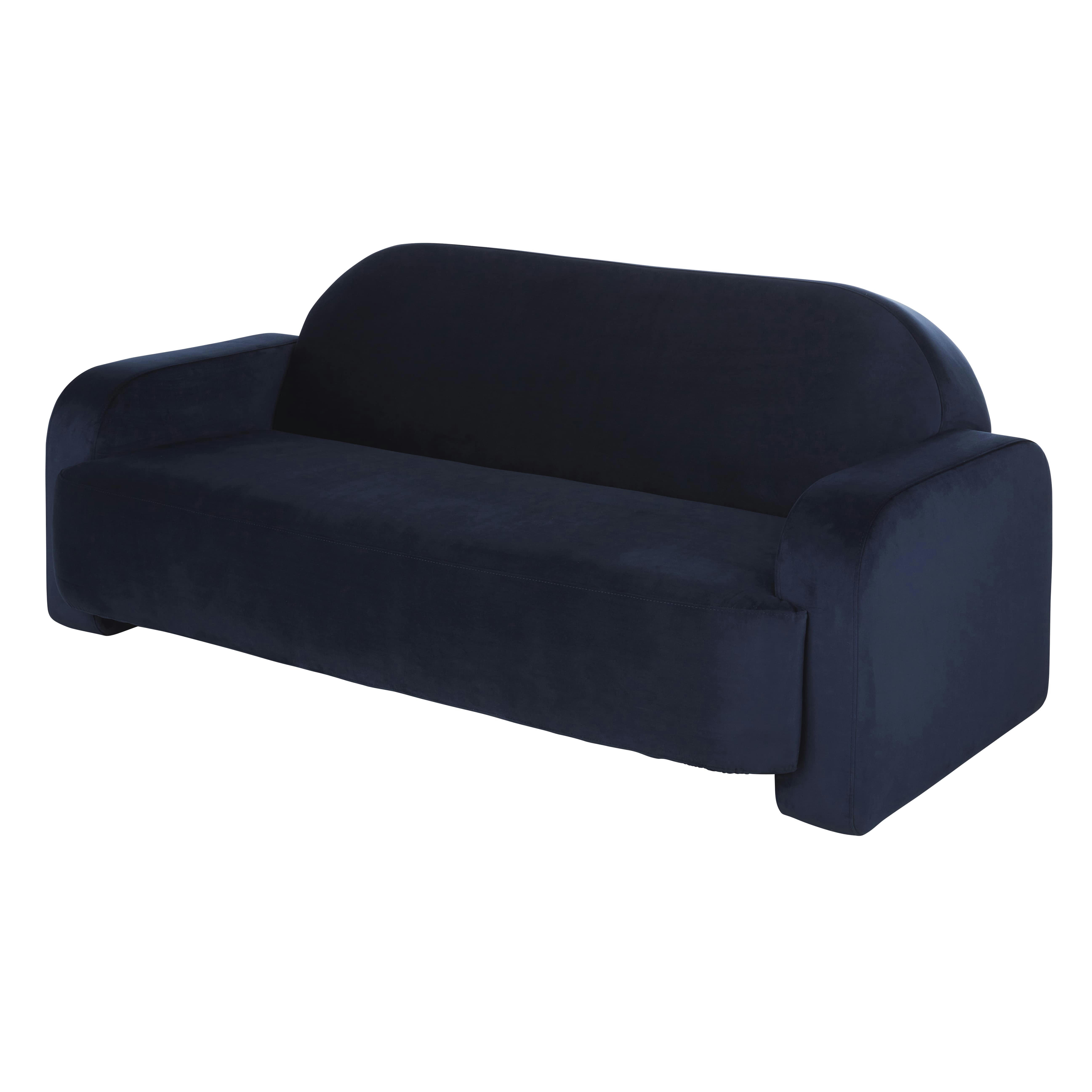 Fareed Business - Canapé professionnel 3 places en velours bleu nuit