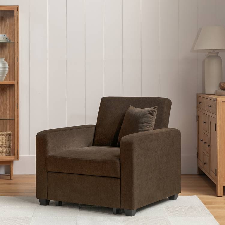 Habitat Reagan Single Fabric Chairbed - Chocolate