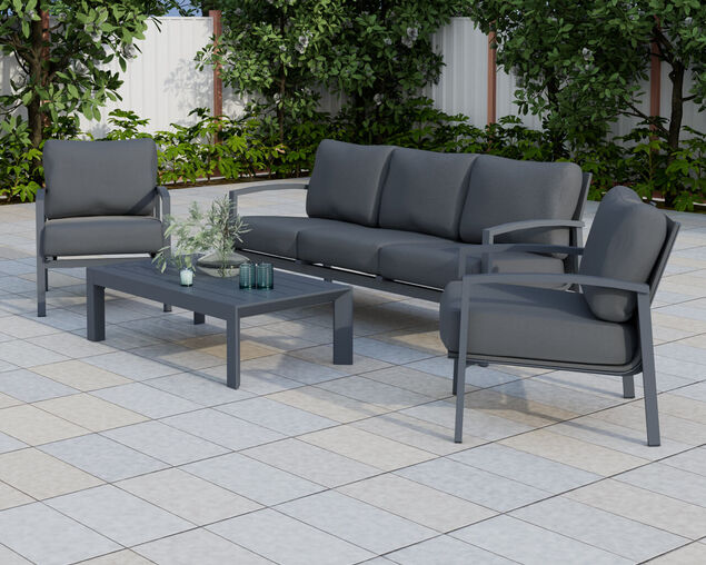 Jette 5 Seater Lounge Setting Bundle - Gunmetal Grey