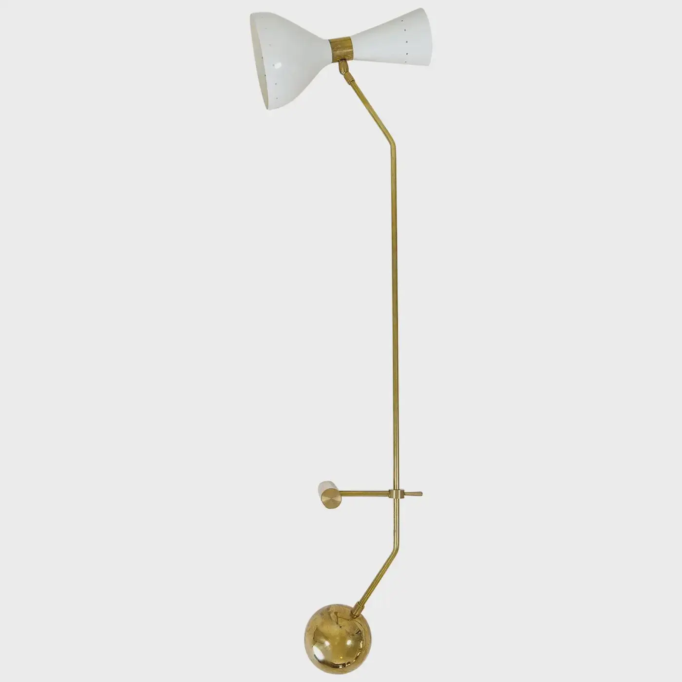 Mid Century Brass Diabolo Table Lamp Desk Sconce Lighting Sputnik Stilnovo Vintage Handcrafted Art Decor