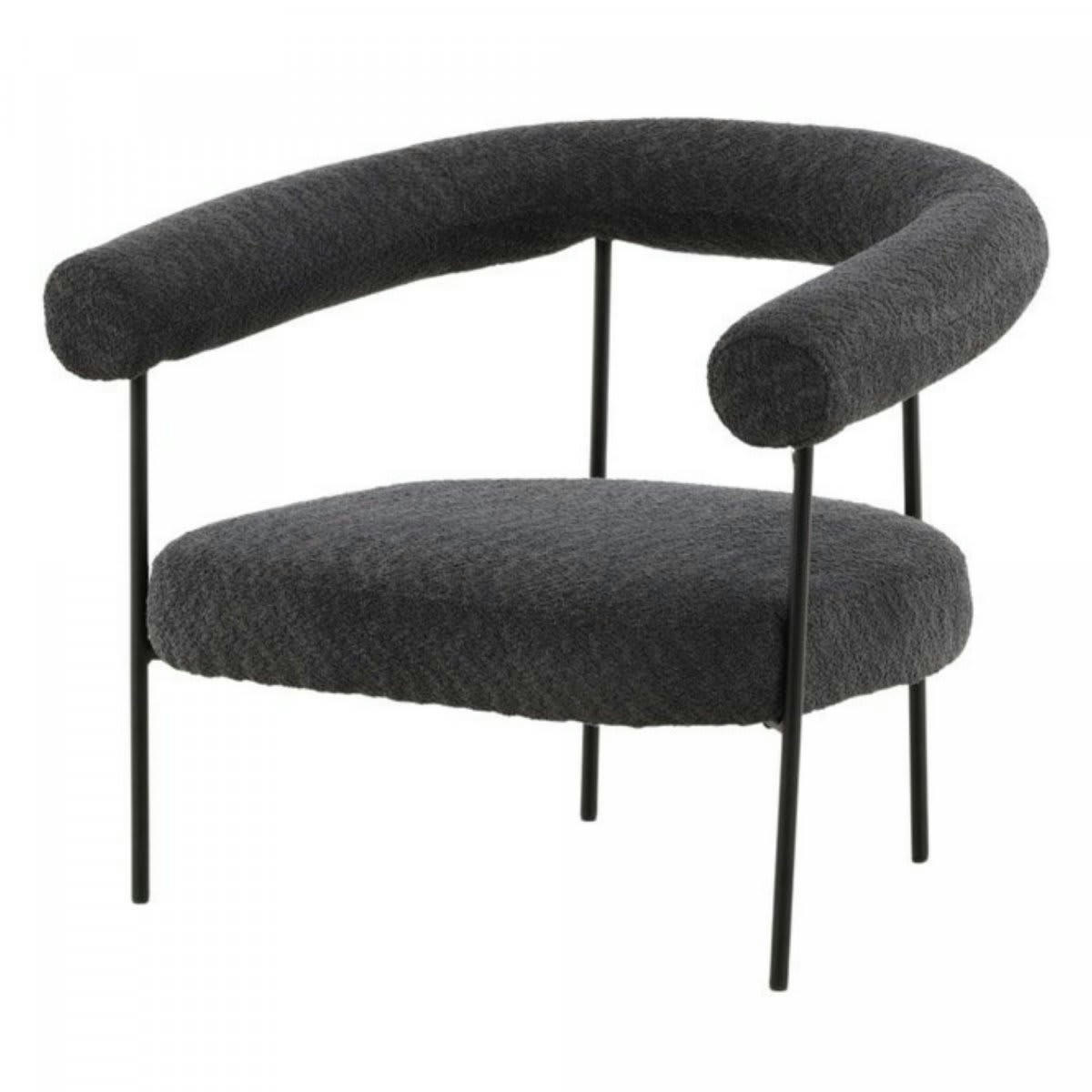 COEUR - Fauteuil design en tissu bouclé gris foncé