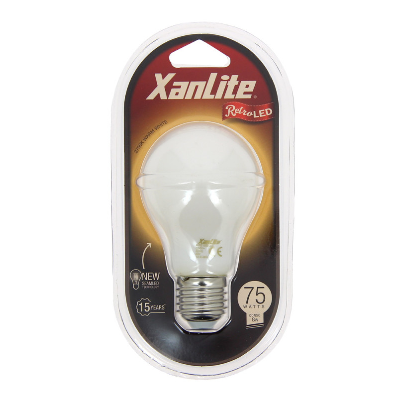 Ampoule à filament LED E27 blanc chaud 8 W 1055 lm XANLITE