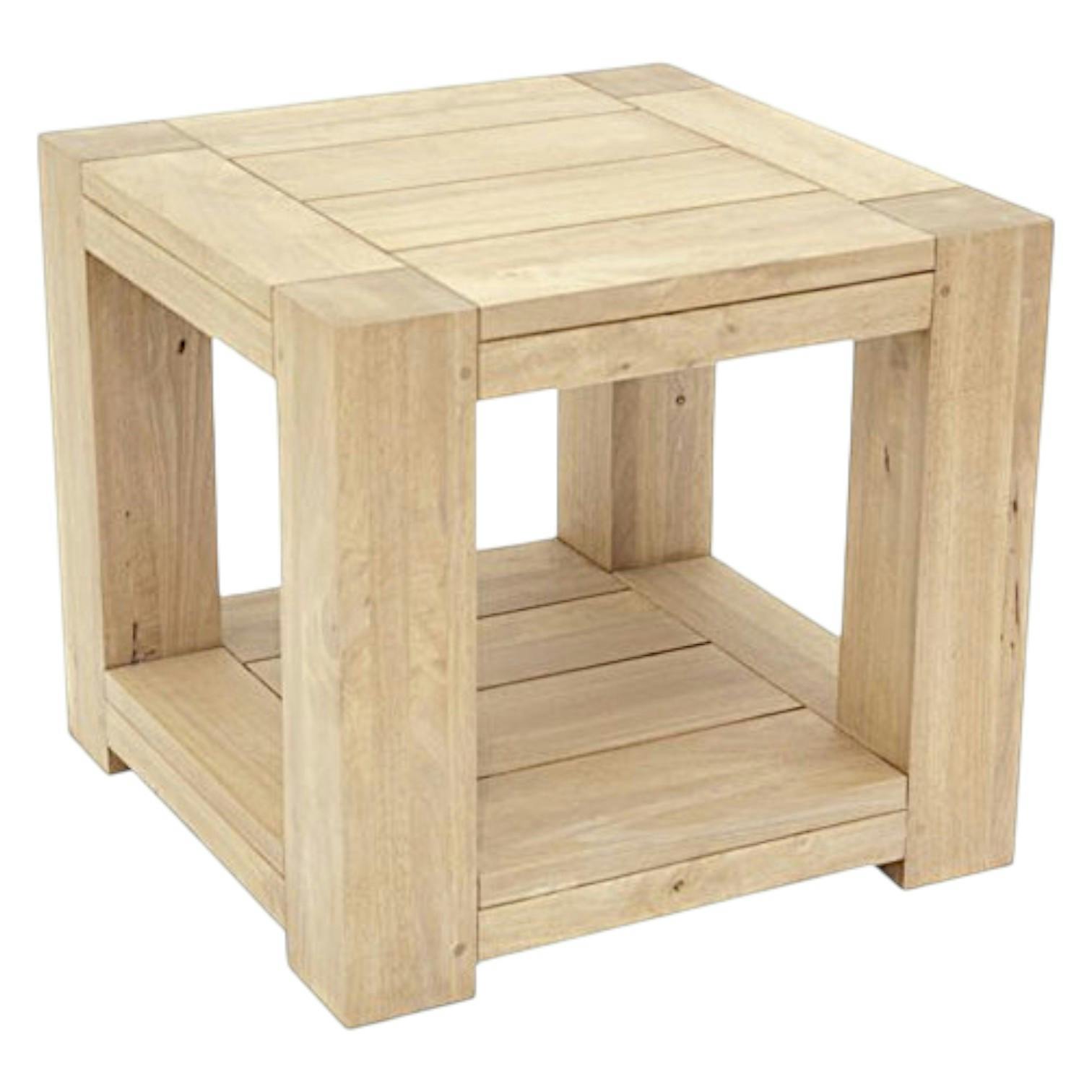Bout de canapé Hévéa double plateaux 55x55x50cm ATTAN